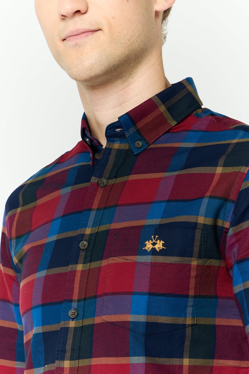 La Martina Men Tailored Fit Checkered Long Sleeves Casual Shirt, Multicolor  - Image 3