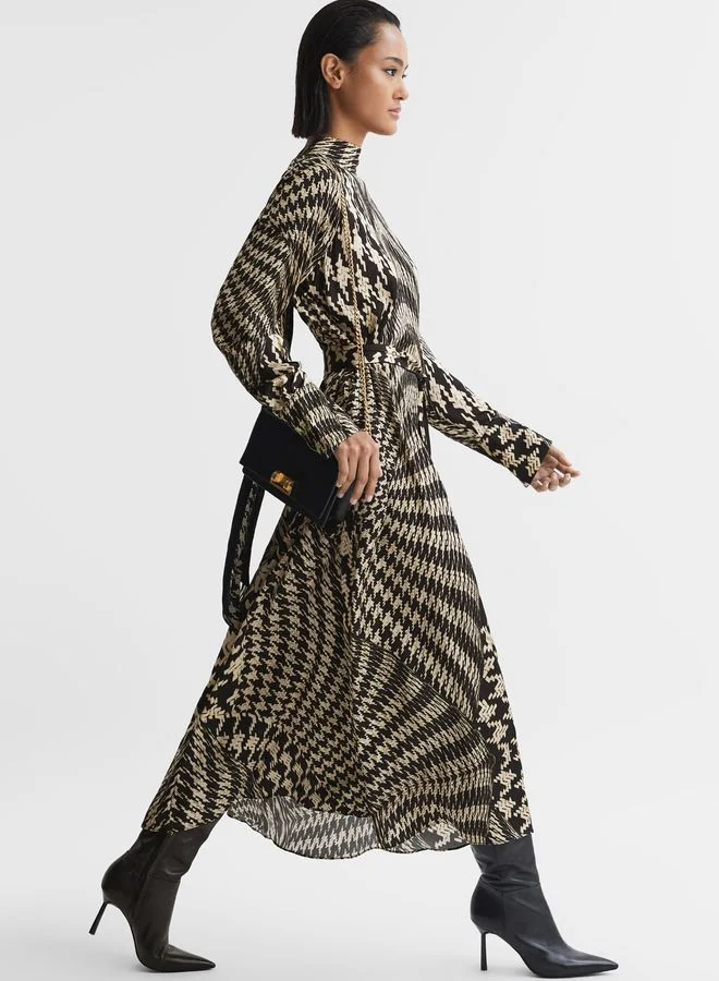 REISS Houndstooth Print Dress