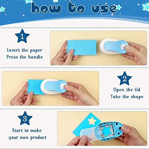 Ecohu Set 3 Star Paper Punch 0.3'' / 0.63'' / 1'', Scrapbooking Hole Punches Crafting, Design for Office Supplies, Card Making, DIY Photo Album. - Image 4