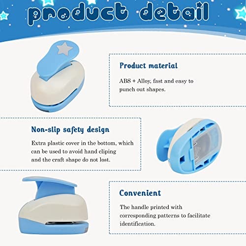 Ecohu Set 3 Star Paper Punch 0.3'' / 0.63'' / 1'', Scrapbooking Hole Punches Crafting, Design for Office Supplies, Card Making, DIY Photo Album. - Image 2