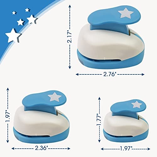 Ecohu Set 3 Star Paper Punch 0.3'' / 0.63'' / 1'', Scrapbooking Hole Punches Crafting, Design for Office Supplies, Card Making, DIY Photo Album. - Image 3