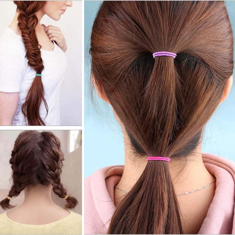Hair Ties 100PCS Multicolor Nylon Elastic Hair Loop - High Elasticity Non-pulling Hair Rope for Girls Adults Home Barber Shop Use - Image 4