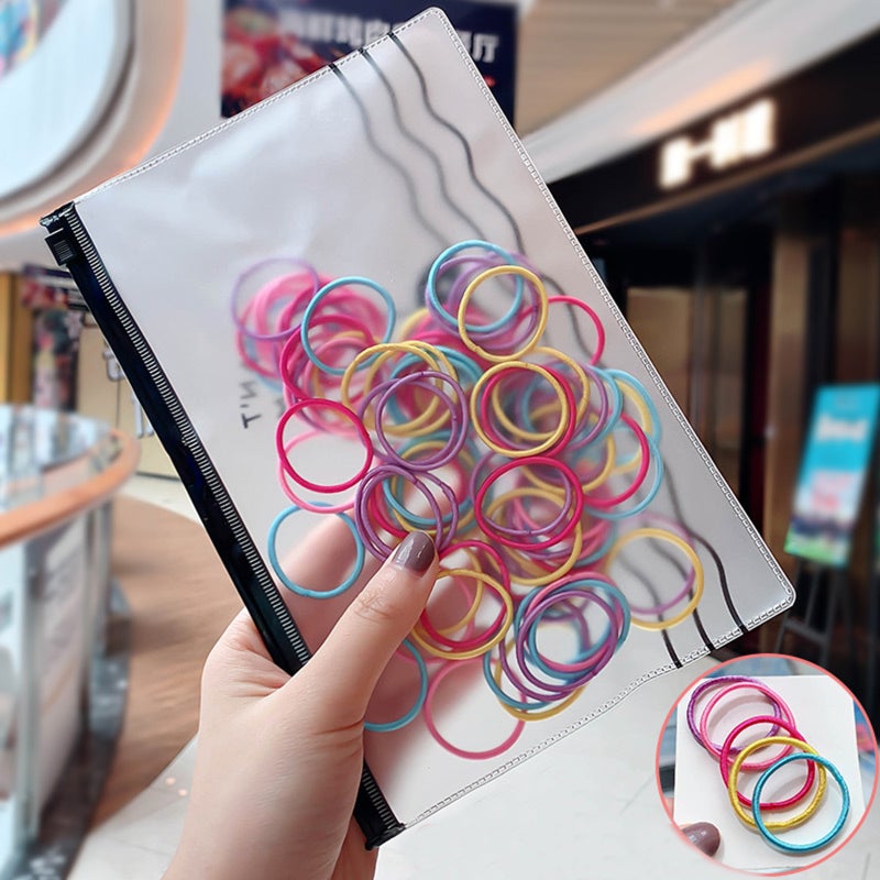Hair Ties 100PCS Multicolor Nylon Elastic Hair Loop - High Elasticity Non-pulling Hair Rope for Girls Adults Home Barber Shop Use - Image 1