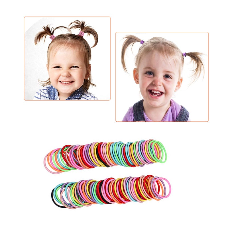 Hair Ties 100PCS Multicolor Nylon Elastic Hair Loop - High Elasticity Non-pulling Hair Rope for Girls Adults Home Barber Shop Use - Image 2