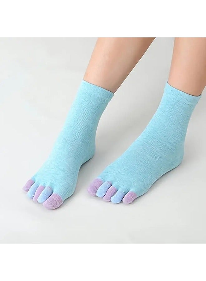6 Pairs Unisex Toe Socks Cotton Crew Sock Five Finger Socks For Running Athletic - Image 2