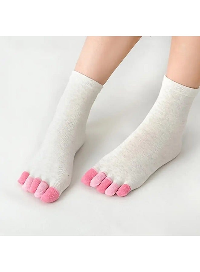 6 Pairs Unisex Toe Socks Cotton Crew Sock Five Finger Socks For Running Athletic - Image 4