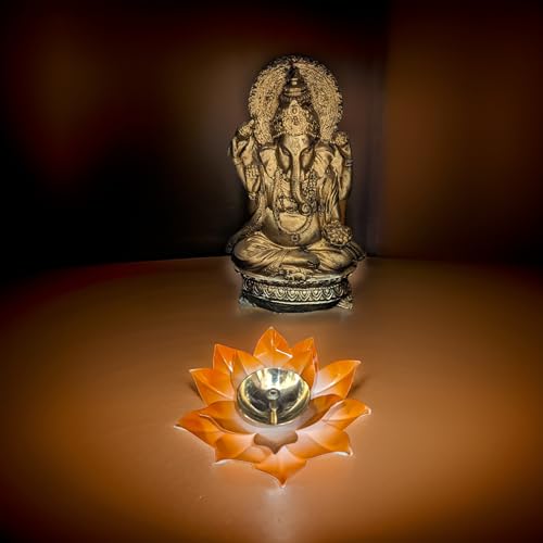 EIN SOF Kamal Shaped Brass Diyas for Puja – Lotus Lamps for Home & Diwali Decoration, Akhand Jyoti Stand with Gift Cover, 5 inches Pooja Oil & Camphor Diya - Image 5