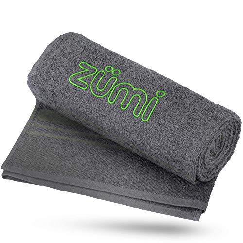 Zumi 100% Cotton Quick Dry Large Travel Towel - Soft, Thin, Compact, Highly Absorbent, Lightweight Camping Towel for Beach, Gym, Bath, Shower, Swimming, Dorm, RV - Gray - Image 1