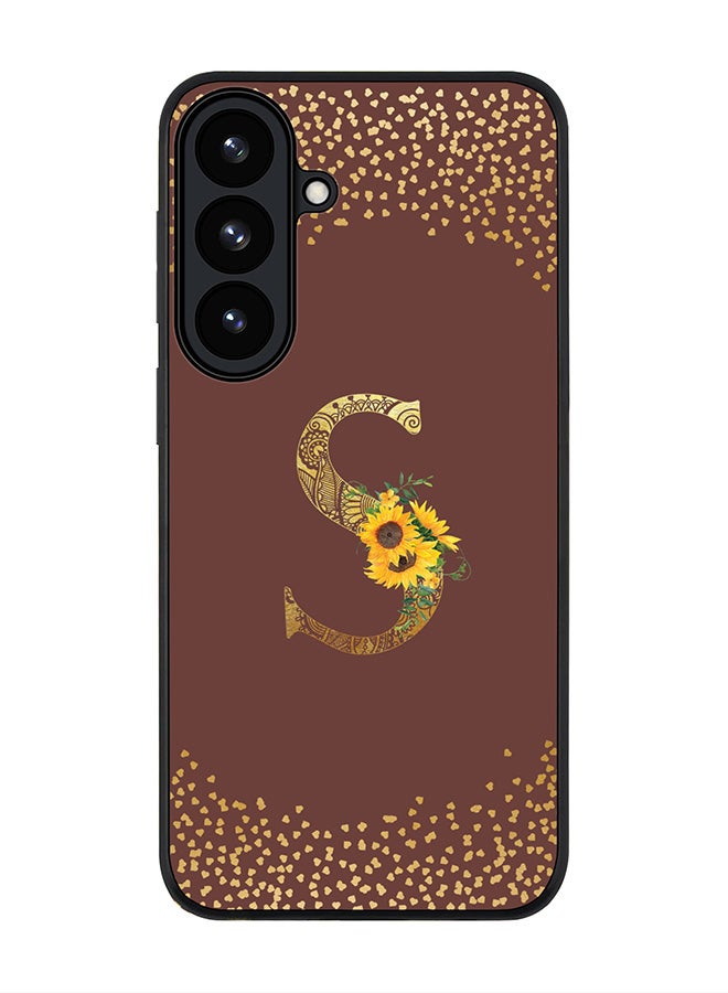 For Samsung Galaxy S26 Case,Slim fit Camera Protection, Shockproof Thin Phone cover  - Custom Floral Monogram - S  (Brown )