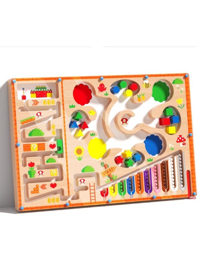 Children's magnetic maze, bead walking, concentration training, early education, shape matching puzzle, and educational toys - Image 1