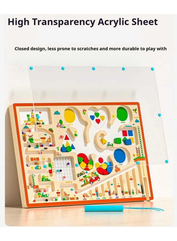 Children's magnetic maze, bead walking, concentration training, early education, shape matching puzzle, and educational toys - Image 4