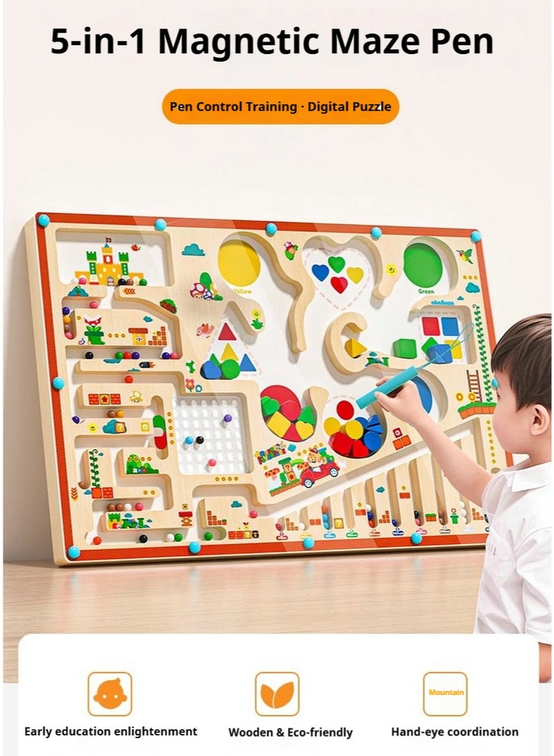 Children's magnetic maze, bead walking, concentration training, early education, shape matching puzzle, and educational toys - Image 2