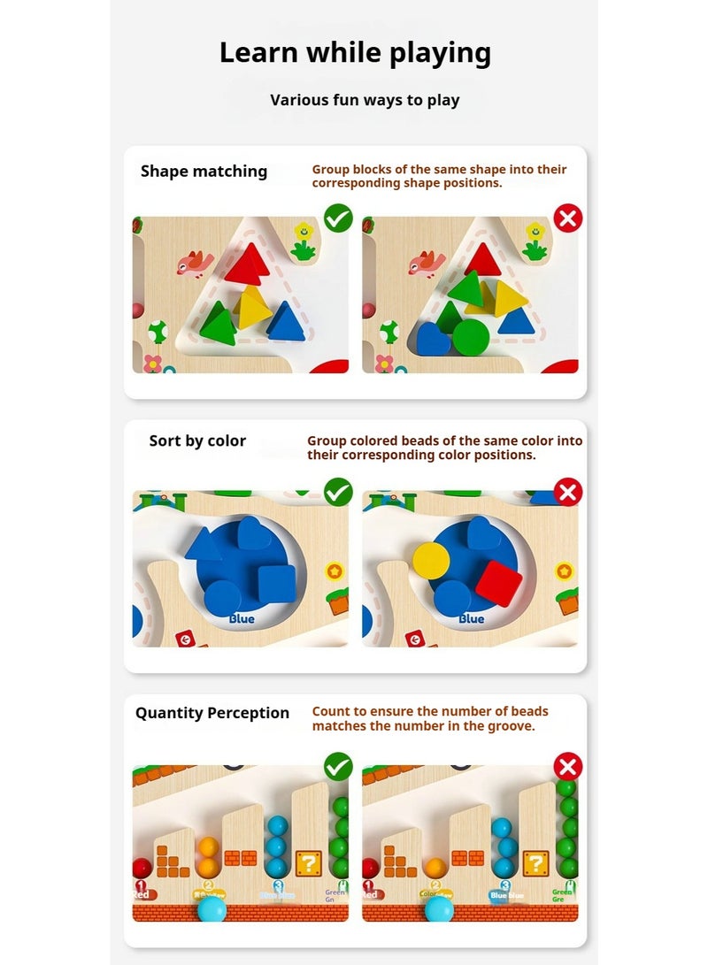 Children's magnetic maze, bead walking, concentration training, early education, shape matching puzzle, and educational toys - Image 5
