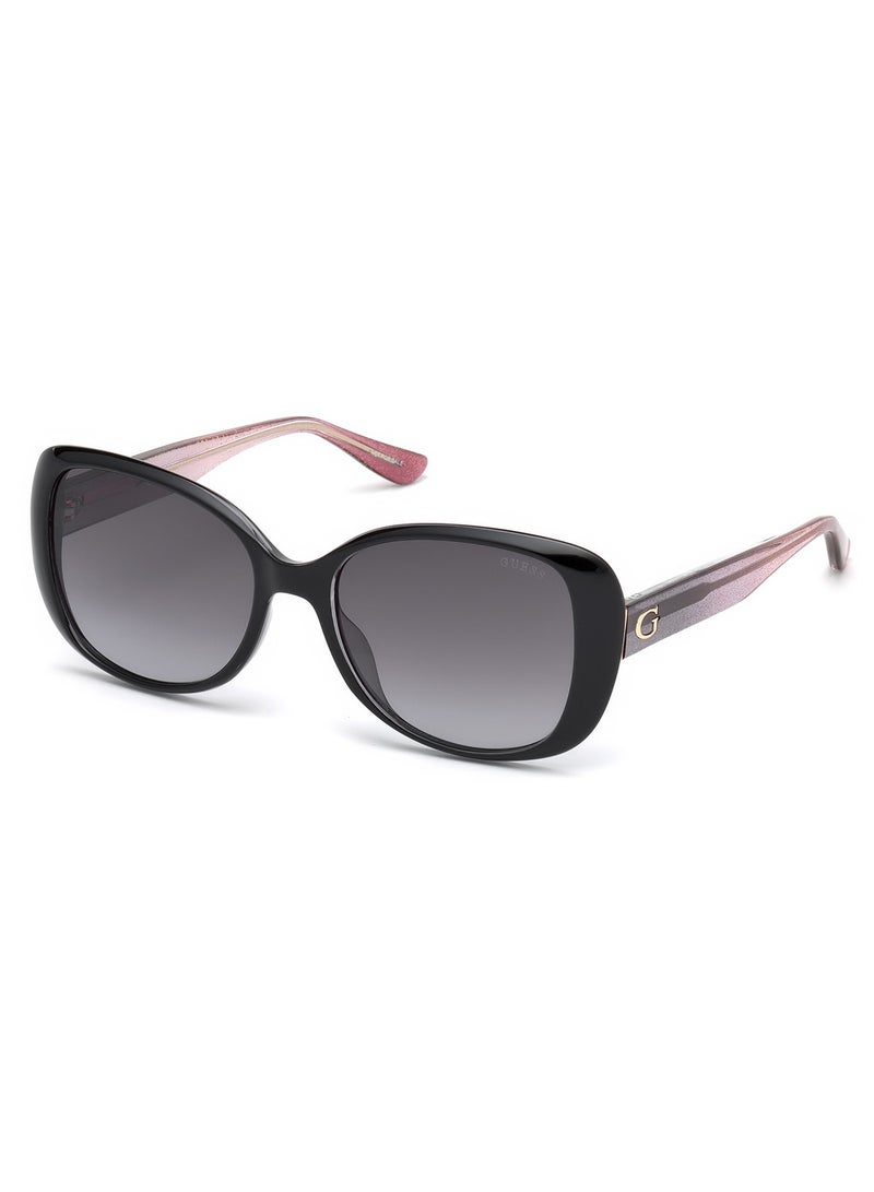 GUESS نظارة شمسية نسائية مربعة الشكل مع حماية من الأشعة فوق البنفسجية - GU755401B54 - مقاس العدسة: 54 مم - أسود لامع - Image 1