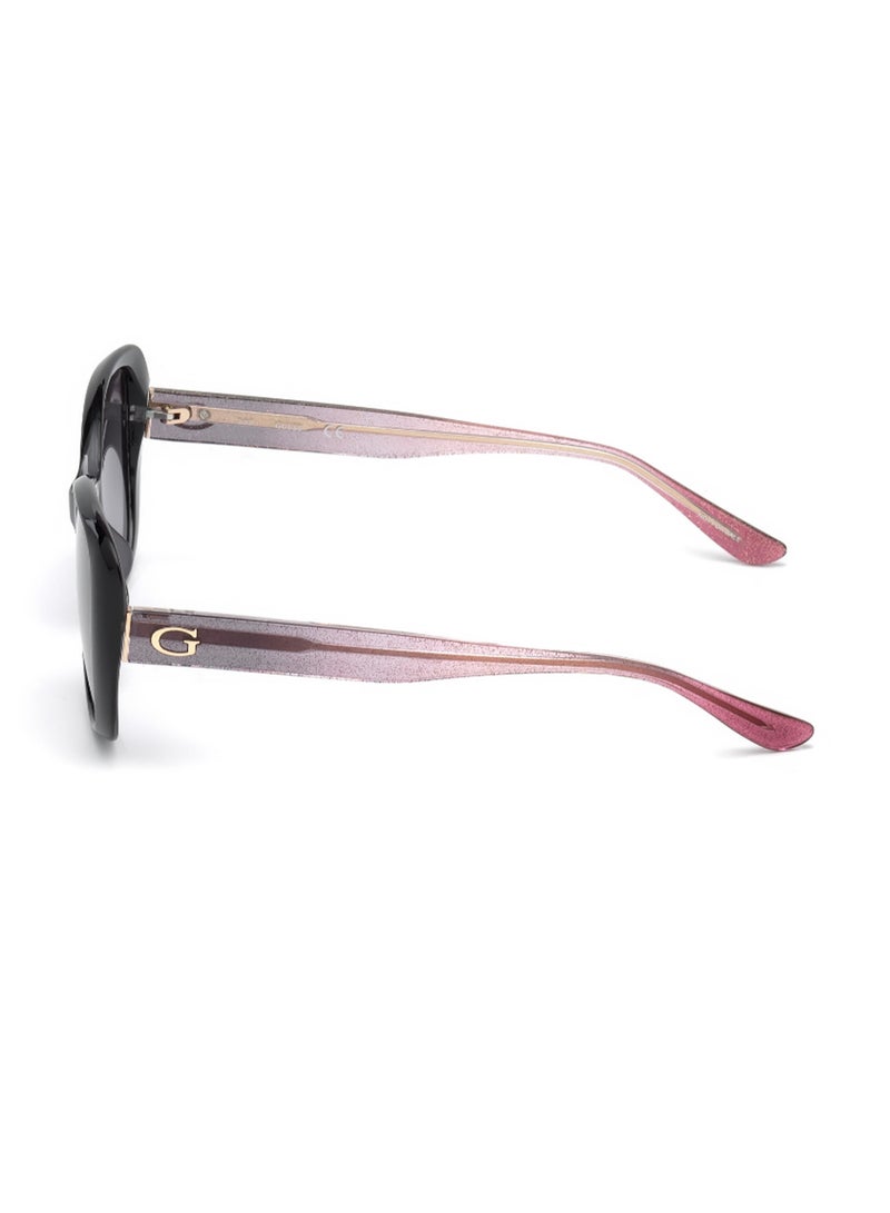 GUESS نظارة شمسية نسائية مربعة الشكل مع حماية من الأشعة فوق البنفسجية - GU755401B54 - مقاس العدسة: 54 مم - أسود لامع - Image 2