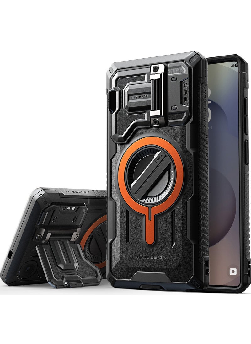VRS Design - Terra Guard Ultimate Samsung Galaxy S25 ULTRA Case Cover MagSafe compatible with Camera lens Protector Kickstand - Metallic Orange | Black - Image 1