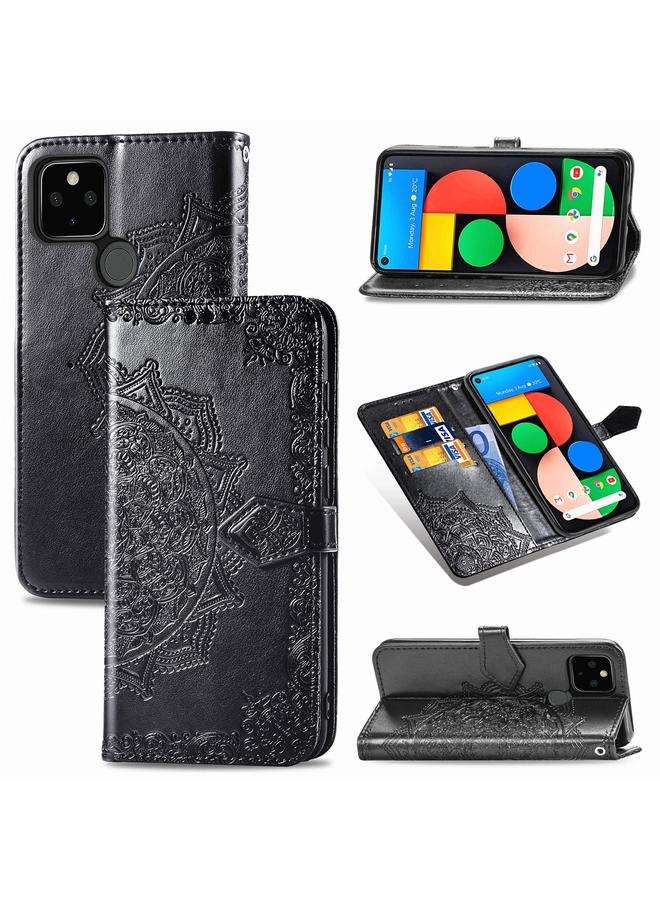 S-TOP Case For Google Pixel 4a 5G Halfway Mandala Embossing Pattern Horizontal Flip PU Leather Case with Card Slots & Holder & Wallet & Lanyard - Image 1