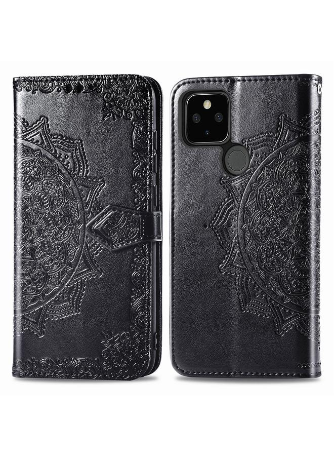 S-TOP Case For Google Pixel 4a 5G Halfway Mandala Embossing Pattern Horizontal Flip PU Leather Case with Card Slots & Holder & Wallet & Lanyard - Image 2