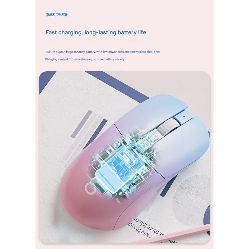 Eweadn G309 Wireless Bluetooth Mouse, Silent Rechargeable Gaming Mouse for Office Laptop, Dual-Mode, Purple - Image 4