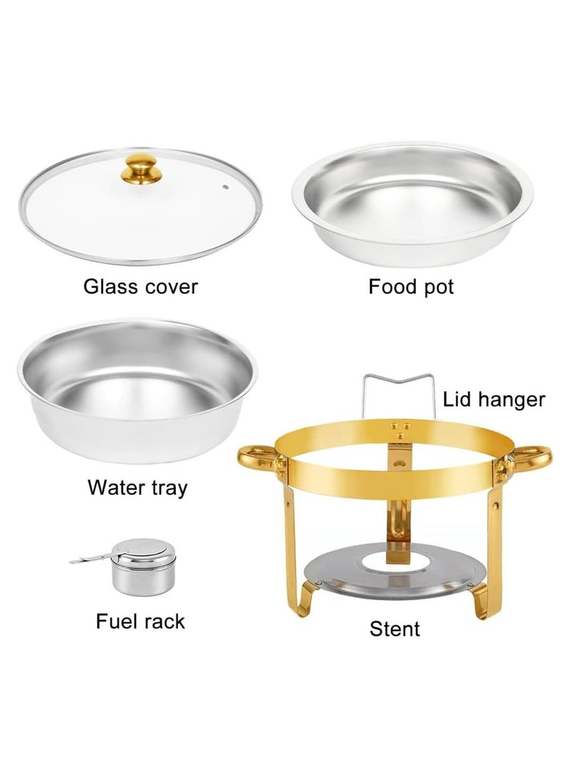 Stainless steel buffet warmer with glass lid, 4.5-liter water bowl, and internal divider; suitable for hotel restaurants, buffets, etc. - Image 3