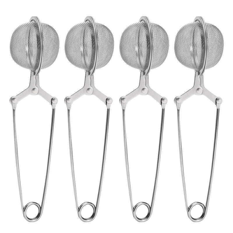 Tea Strainers for Loose Tea 4 Pack Tea Infuser with Handle Fine Mesh Tea Ball Filter Tea Diffusers Steeper for Loose Leaf Tea Spices Seasonings