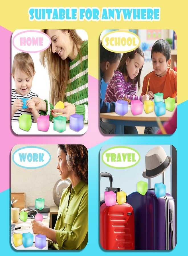 JANESVISSY 2Pcs Stress Cube Glow in The Dark Toys,Stress Balls for Adults Kids,Squishy Fidget Toys with Super Solid Squishy,Sensory Toy,Ice Cube Toy,High Density Squeeze Balls(Blue + Purple) - Image 5