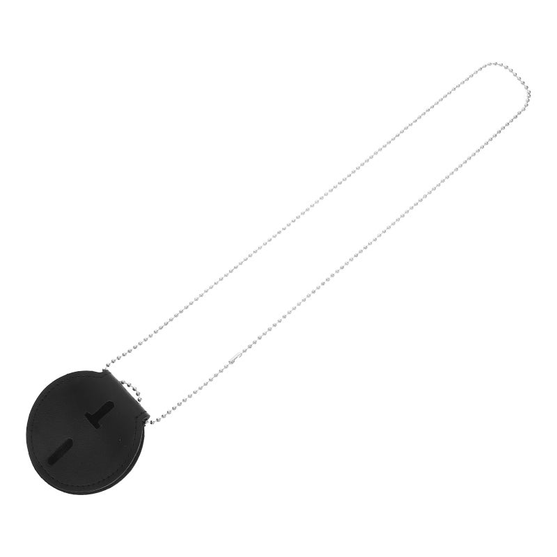 حامل شارة عالمي مع مشبك وسلسلة PU ID شارة حامل للمكتب شكل بيضاوي شارة حامل أنيق شارة حامل ID حامي - Image 1