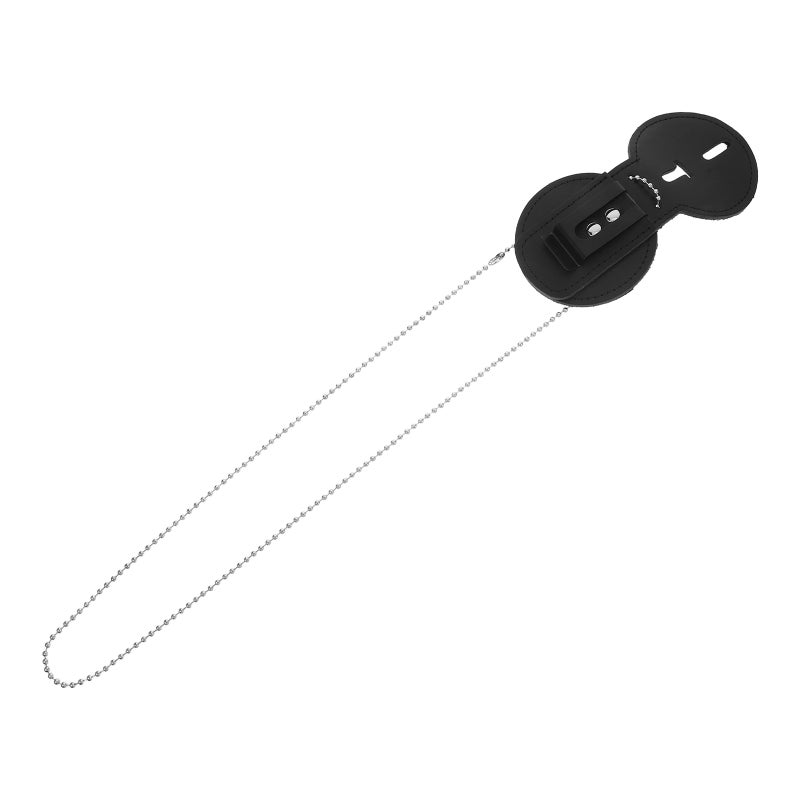 حامل شارة عالمي مع مشبك وسلسلة PU ID شارة حامل للمكتب شكل بيضاوي شارة حامل أنيق شارة حامل ID حامي - Image 5
