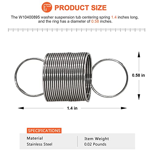 Beaquicy W10400895 Washer Tub Centering Suspension Spring 4 Pack Fit for Kenmore Whirlpool Roper Maytag Washer, Replace LP22618 1938554 AP5263280 PS3497596 AH3497596 EA3497596, 365 DAYS WARRANTY by Beaquicy - Image 5