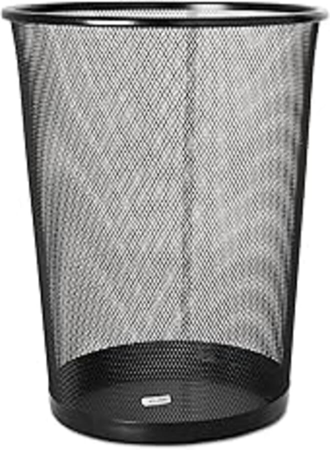 Rolodex Mesh Round Wastebasket, 11-1/2 Diameter x 14-1/4 H, Black (22351)