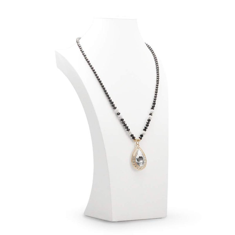 Oirlv White Leather Jewelry Bust Necklace Display Stand Trade Show Jewelry Holder (H:15.28") - Image 1