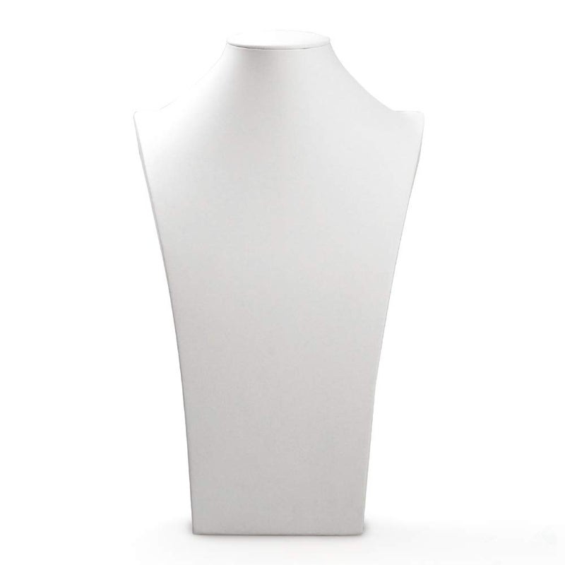 Oirlv White Leather Jewelry Bust Necklace Display Stand Trade Show Jewelry Holder (H:15.28") - Image 5