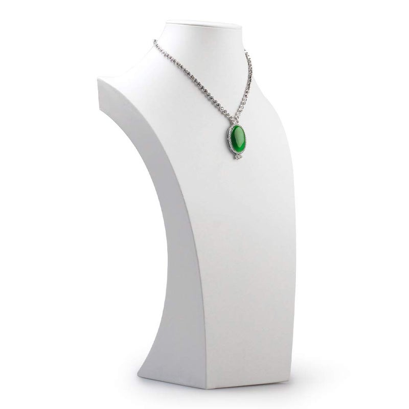 Oirlv White Leather Jewelry Bust Necklace Display Stand Trade Show Jewelry Holder (H:15.28") - Image 4