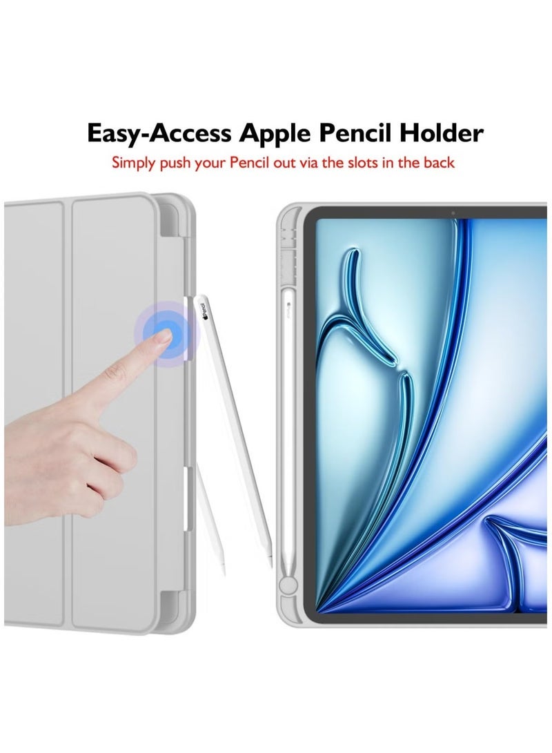 SmartGrist iPad Air 11 Inch Case M2 2024 – iPad Air 5th/4th Generation Case 2022/2020 10.9 Inch with Pencil Holder, Trifold Stand Smart Case – Silver Gray, Lightweight, Durable, and Premium Protection - Image 4