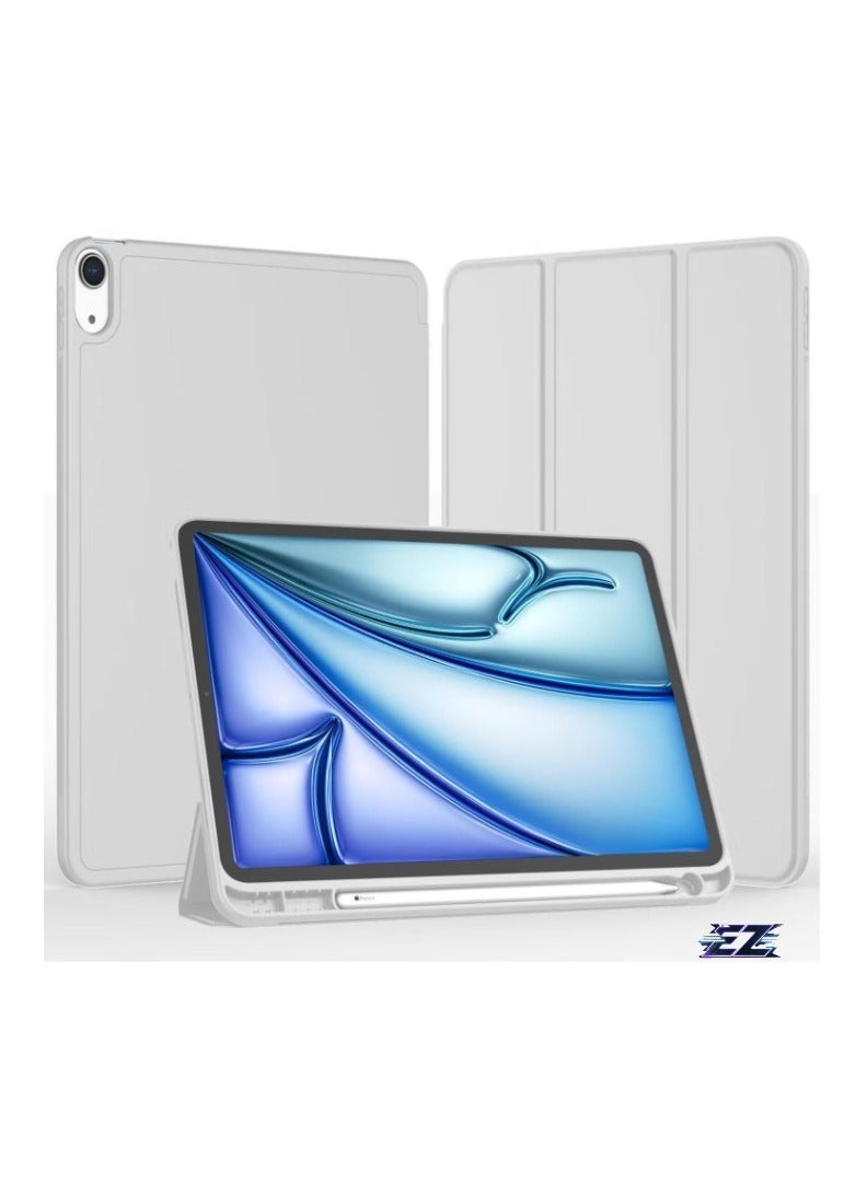 SmartGrist iPad Air 11 Inch Case M2 2024 – iPad Air 5th/4th Generation Case 2022/2020 10.9 Inch with Pencil Holder, Trifold Stand Smart Case – Silver Gray, Lightweight, Durable, and Premium Protection - Image 2