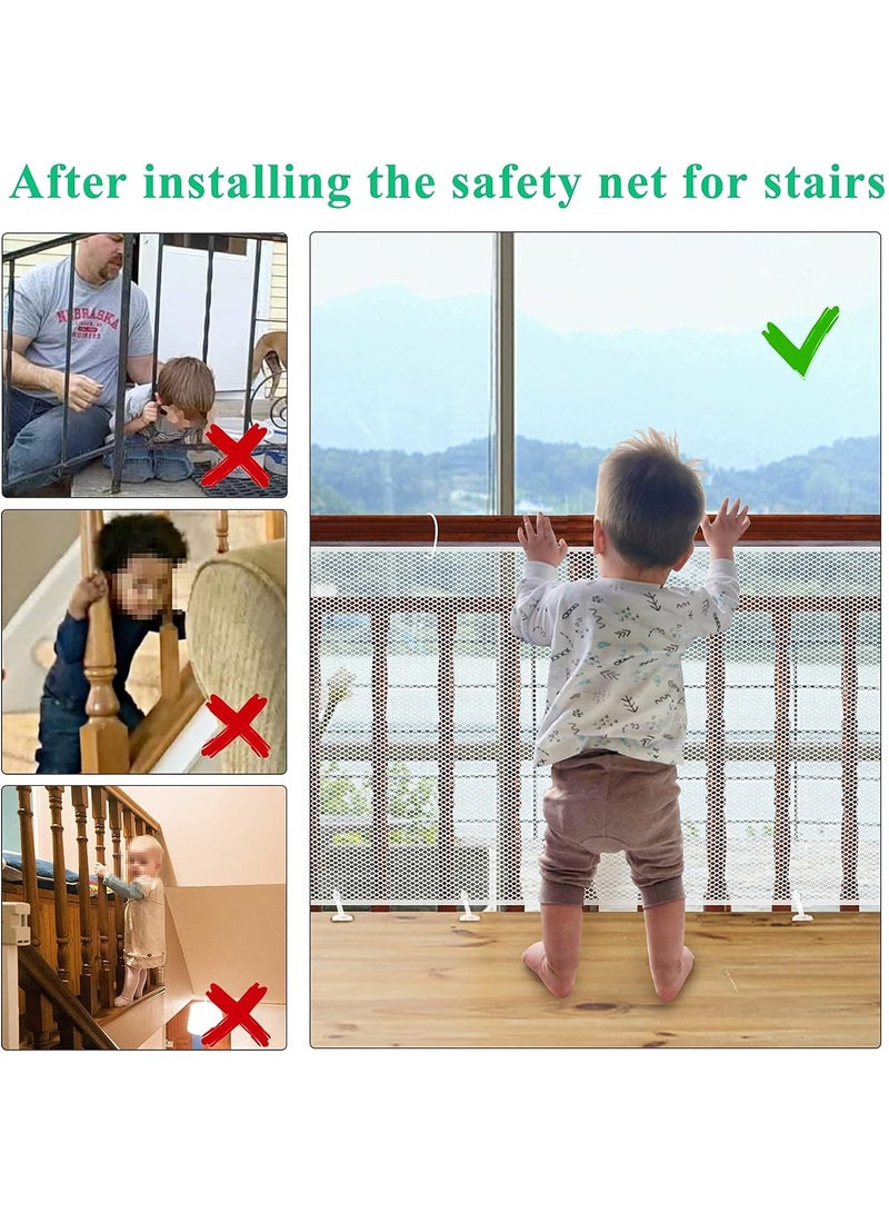 Craftman Banister Guard for Baby - 78cm x 3m, Child Safety Net, Rail Balcony Banister Stair Mesh for Kids, Toys, Pets ,A Set of 2, White - Image 4