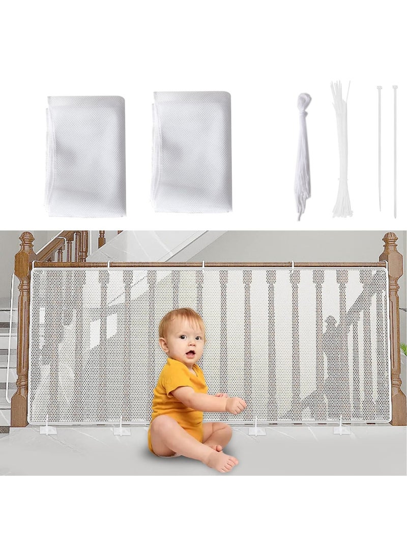 Craftman Banister Guard for Baby - 78cm x 3m, Child Safety Net, Rail Balcony Banister Stair Mesh for Kids, Toys, Pets ,A Set of 2, White - Image 1
