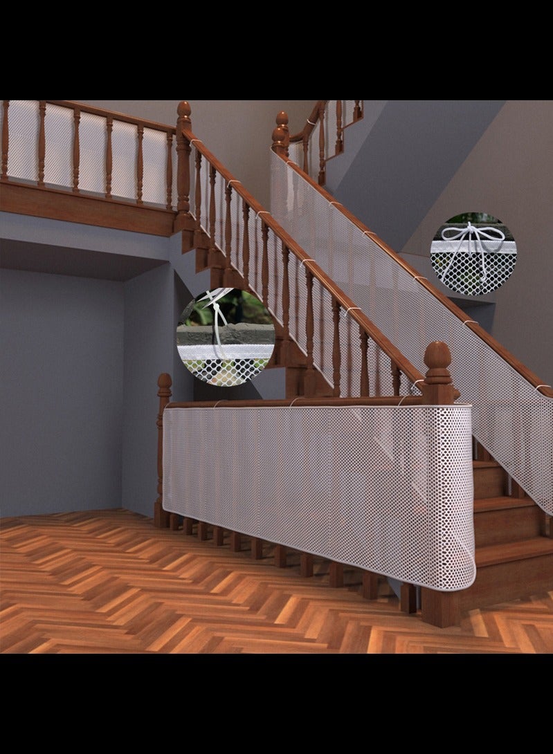 Craftman Banister Guard for Baby - 78cm x 3m, Child Safety Net, Rail Balcony Banister Stair Mesh for Kids, Toys, Pets ,A Set of 2, White - Image 3