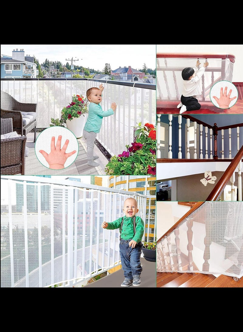 Craftman Banister Guard for Baby - 78cm x 3m, Child Safety Net, Rail Balcony Banister Stair Mesh for Kids, Toys, Pets ,A Set of 2, White - Image 2