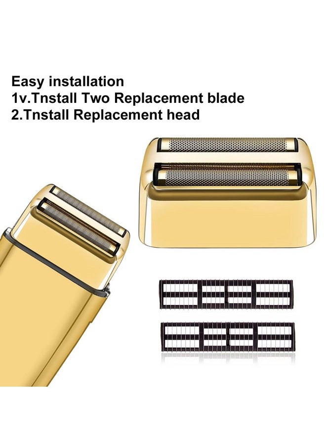 colorski - 2 Pack Replacement Foil And Cutters Compatible With Babylisspro Barberology Fxfs2 Shaver Metal Shaver Foil Replacement Heads Gold - Image 1