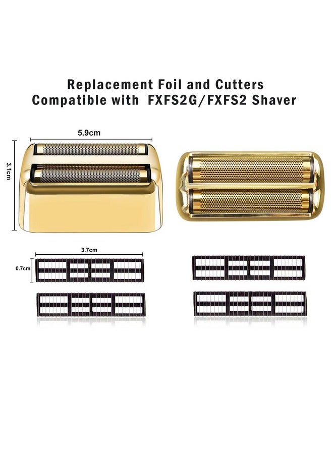 colorski - 2 Pack Replacement Foil And Cutters Compatible With Babylisspro Barberology Fxfs2 Shaver Metal Shaver Foil Replacement Heads Gold - Image 1