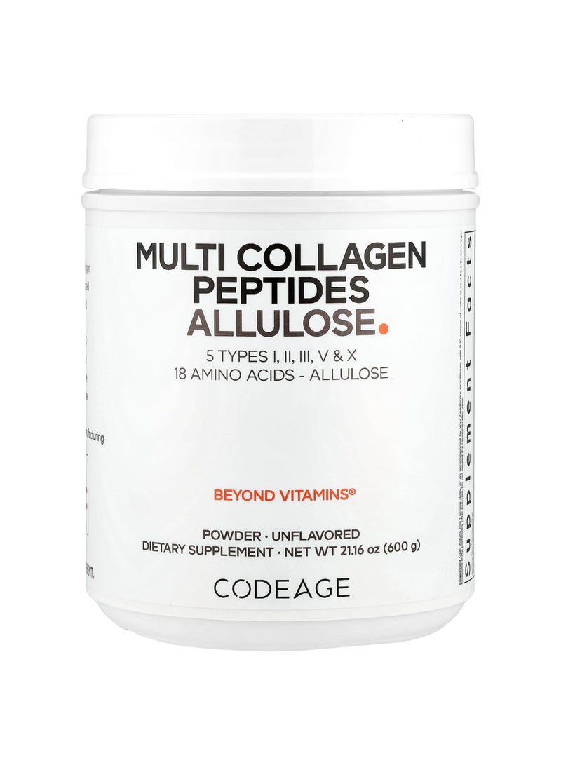 Codeage Multi Collagen Peptides Allulose, Unflavored, 21.16 oz (600 g)