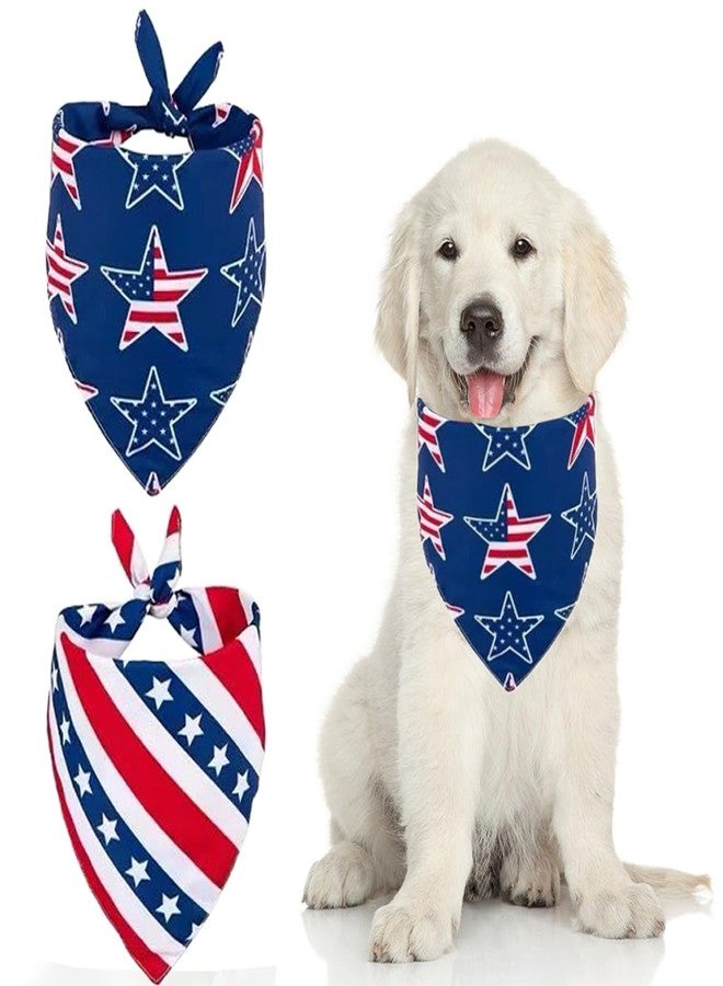 GeRRiT 2 Pack 4th of July Dog Bandanas, American Independence Flag Dog Bandana, Holiday Festival Accessories for Small, Medium, Large Dogs & Cats, Blue2 - Image 1