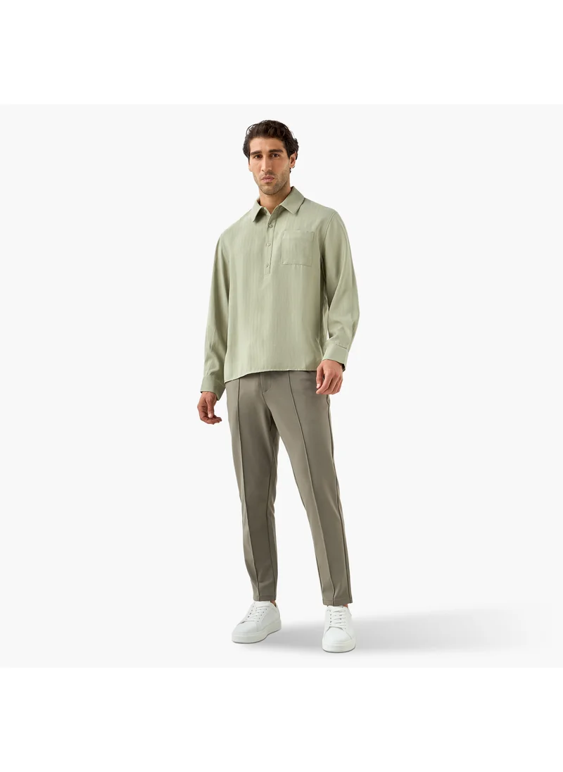 Iconic Iconic Regular Fit Collared Shirt with Chest Pocket