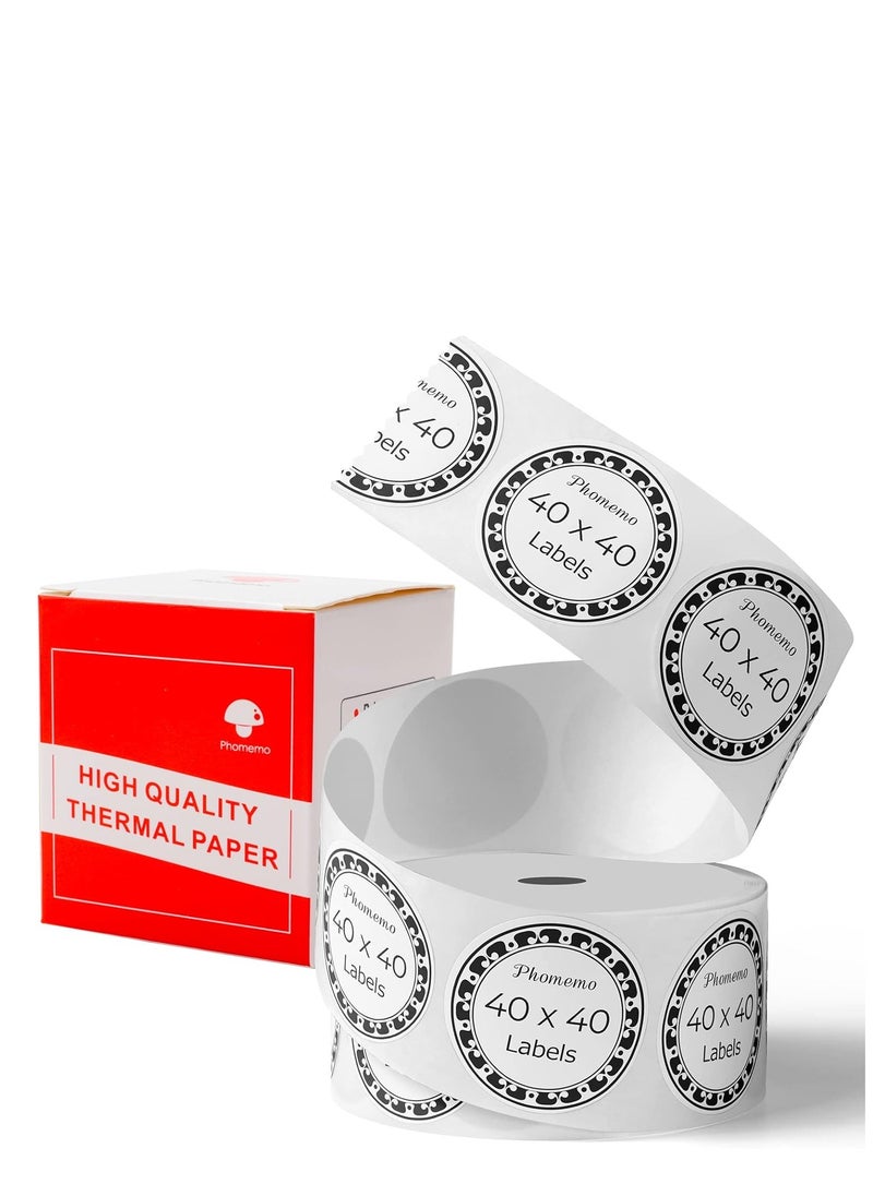 phomemo - M110 Labels Multi-Purpose Self-Adhesive Round Thermal Label for M110/M221/M220/M200/M150/M120 Label Printer,40x40mm(Inch 1.57"×1.57"),180 Labels/Roll, Label for Small Business, Home, Office - Image 1