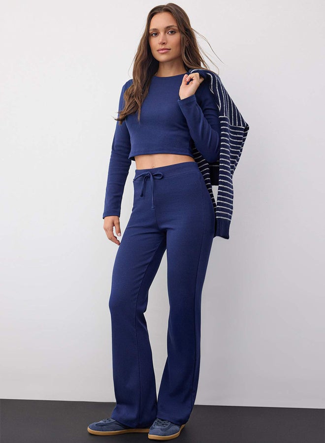 Trendyolmilla Wardrobe Essentials – Navy Blue Slim/Fitted Knitted Bottom-Top Suit | - Image 2
