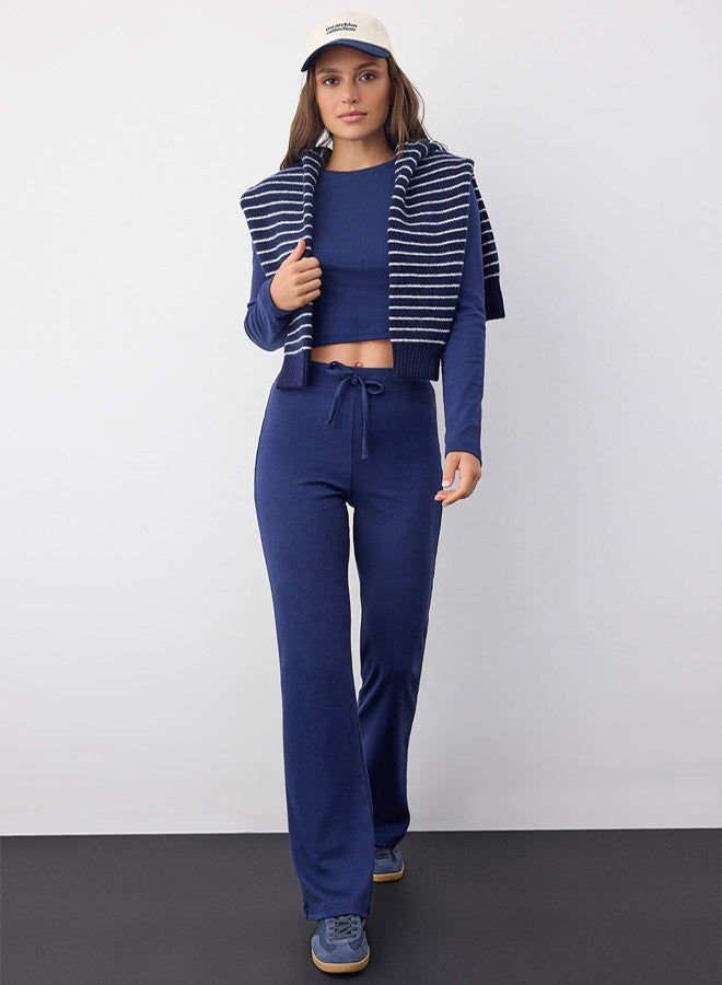 Trendyolmilla Wardrobe Essentials – Navy Blue Slim/Fitted Knitted Bottom-Top Suit | - Image 1