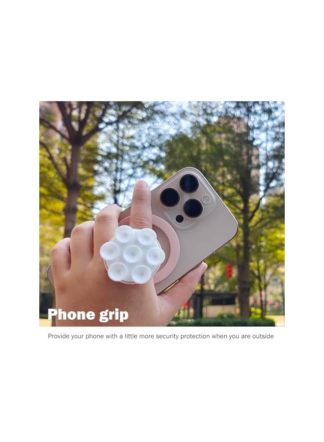 S-TOP Magnetic Phone Holder wtih Suction Cup, Multifunctional Cellphone Stand wtih Suction Cup, Mount Ring Grip, Kickstand Compatible with iPhone 16/15/14/13/12 Series Case (Pink) - Image 2
