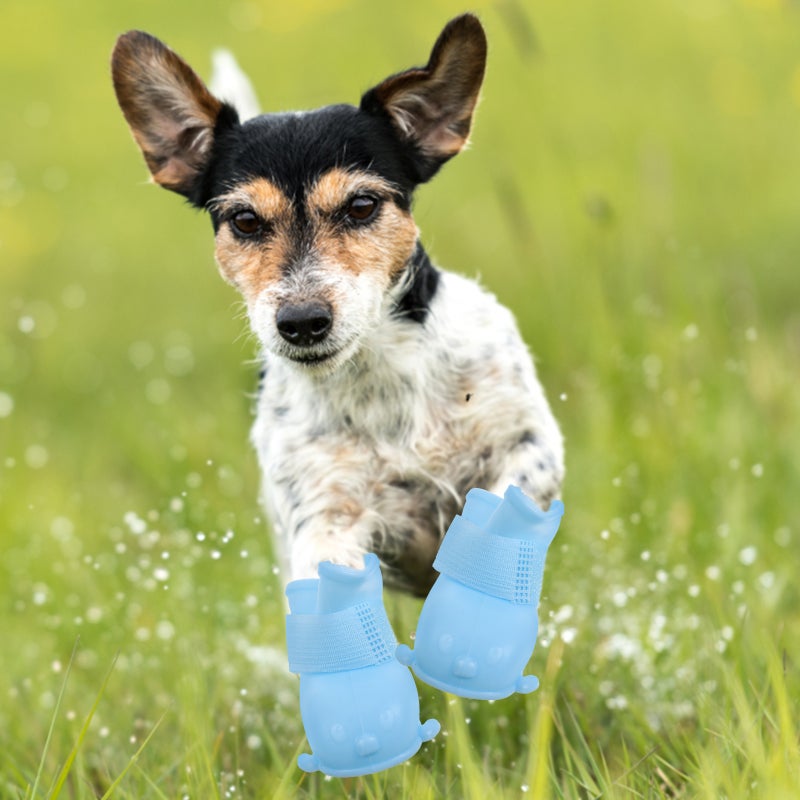 1 Set of Pet Rain Boots TPR Dogs Rain Boots Adjustable Dog Boots Rain Snow Pet Booties - Image 3