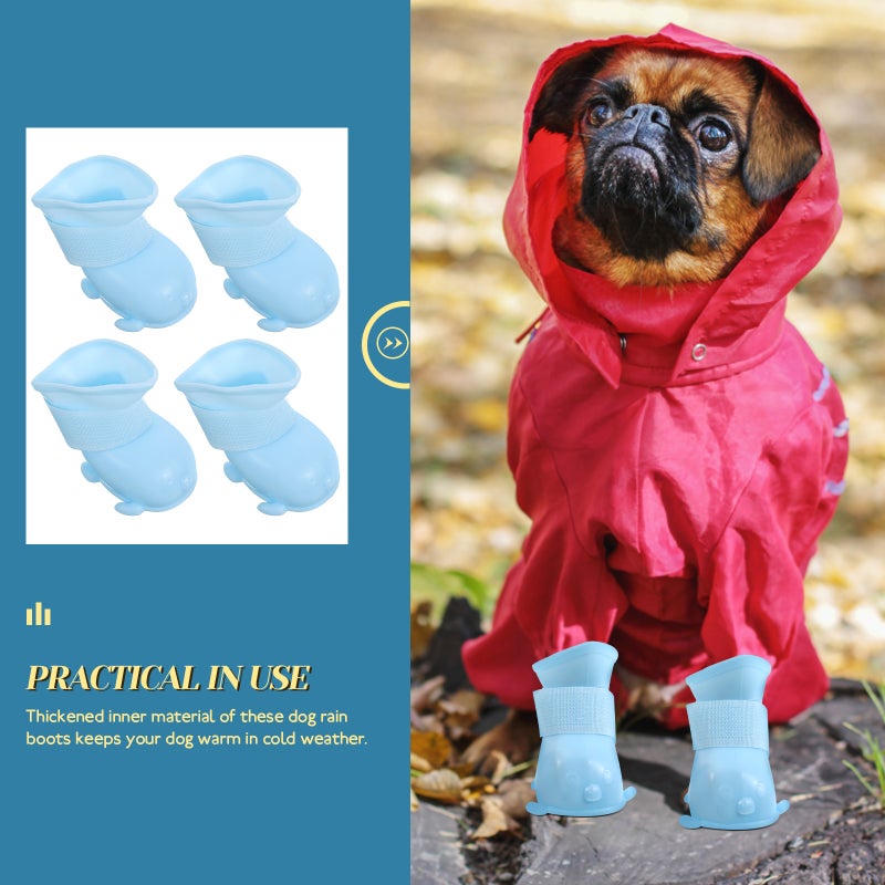 1 Set of Pet Rain Boots TPR Dogs Rain Boots Adjustable Dog Boots Rain Snow Pet Booties - Image 4